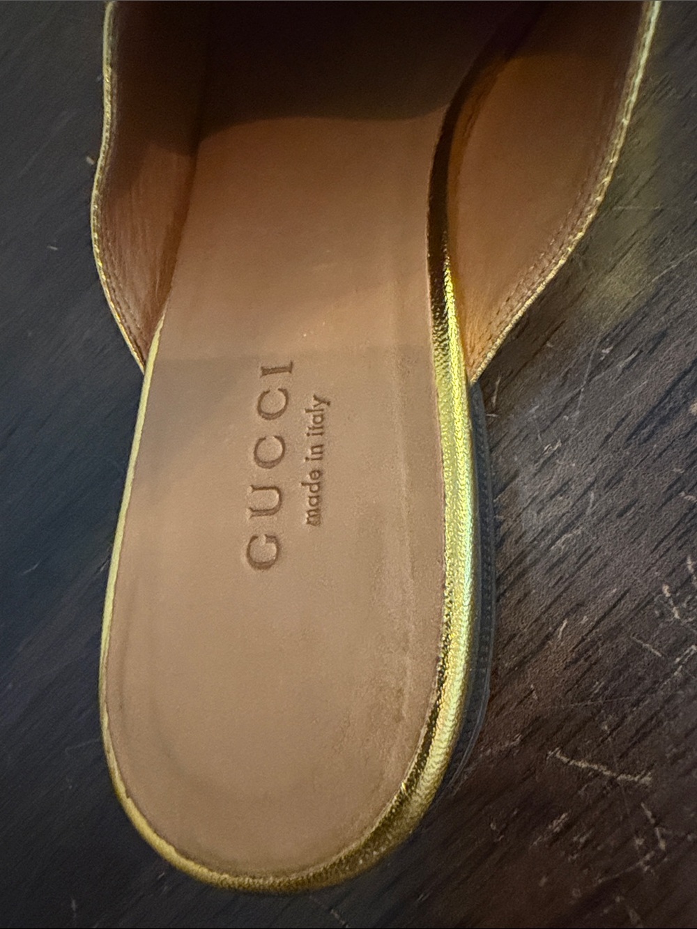 Gucci Metallic Gold Princetown Horsebit Leather Mules - Picture 6 of 7